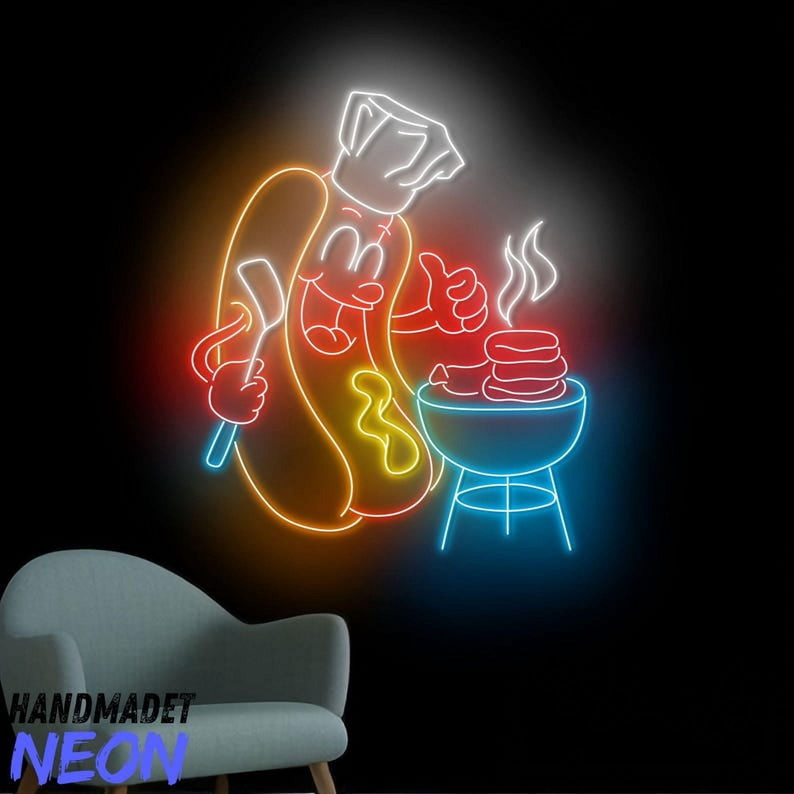 Handmadetneonsign Hot Dog Chef Neon Sign, Barbecue Led Sign, Restaurant ...