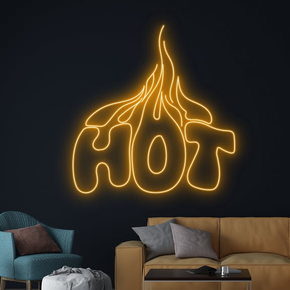 Handmadetneonsign Hot Neon Sign, Flame Neon Light, Fire Led Sign, Burning LED Light, Custom Text