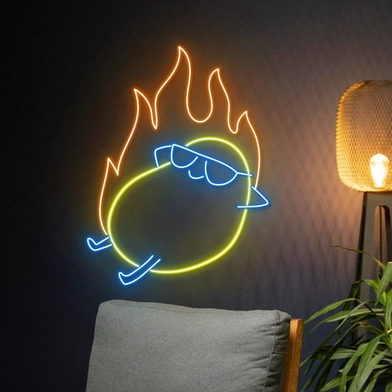 Handmadetneonsign Hot Potato Neon Sign, Sunglasses Burning Potato Led Sign, Flaming Potato Eyeglass