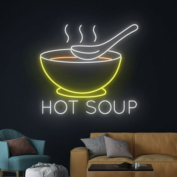 Handmadetneonsign Hot Soup Neon Sign, Hot Soup Led Sign, Soup Neon Light, Food Shop Led Light