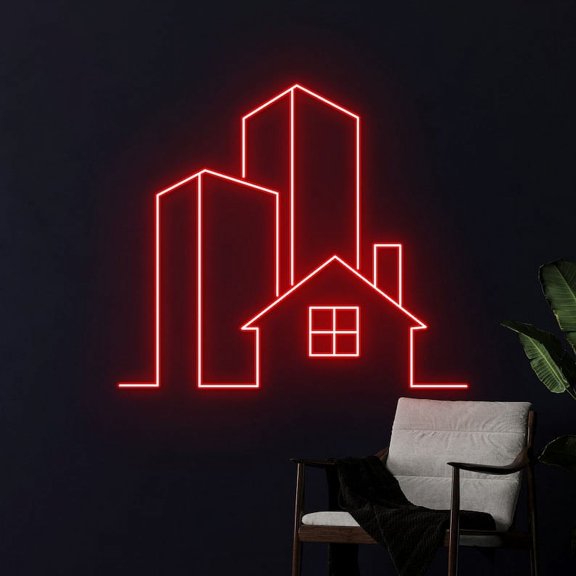 Handmadetneonsign House Building Led Sign, Real Estate Neon Light, Real Estate Neon Sign,House Neon