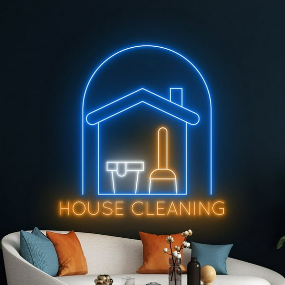 Handmadetneonsign House Cleaning Led Sign, Furniture Neon Light, House Cleaning Room Neon Sign