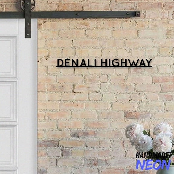 Handmadetneonsign House Name Metal, Modern Home Name Plaque Metal Sign, Address Wall Decor 043908