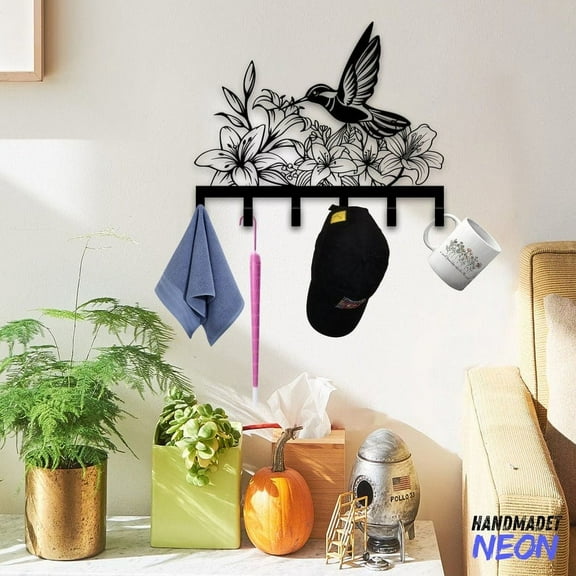 Handmadetneonsign Hummingbird Coat Rack Wall Hanger, Hummingbird Metal Wall Hooks, Keys Holder Home Decor 74970