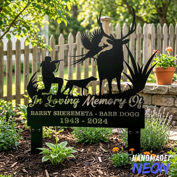 Handmadetneonsign Hunter Metal Memorial Stake, Gift For Hunter, Father Day Gift