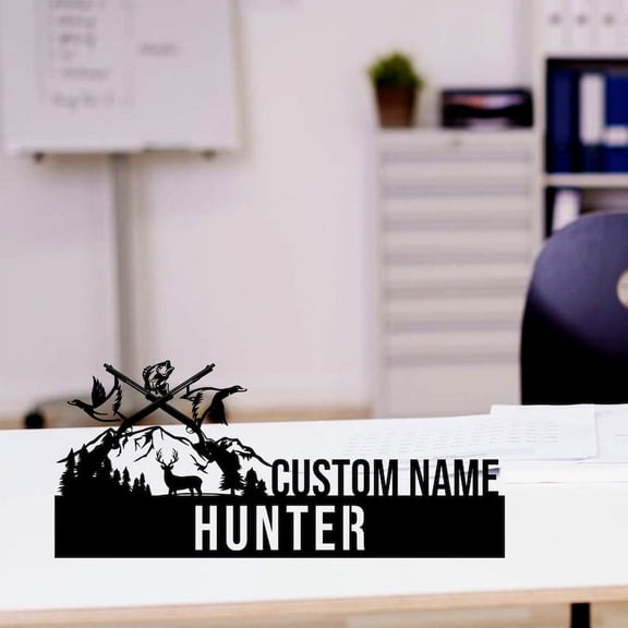 Handmadetneonsign Hunter Metal Nameplate, Hunter Desk Name Plate, Hunter Desk Nameplate