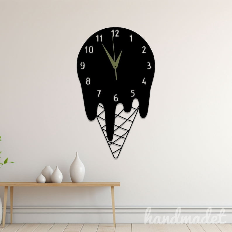 Handmadetneonsign Ice Cream Wall Clock Unique, Year Date Round Wall ...