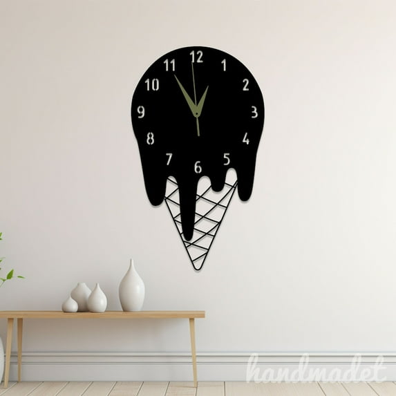 Handmadetneonsign Ice Cream Wall Clock Unique, Year Date Round Wall Clock, Text Oversize Wall Clock 55798
