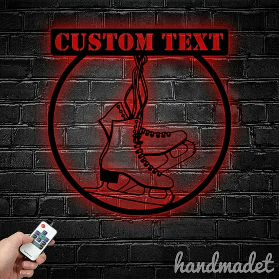 Handmadetneonsign Ice Skates Metal Wall Art, Ice Skates Metal Sign Wall Decor, Sport Metal Wall Decor