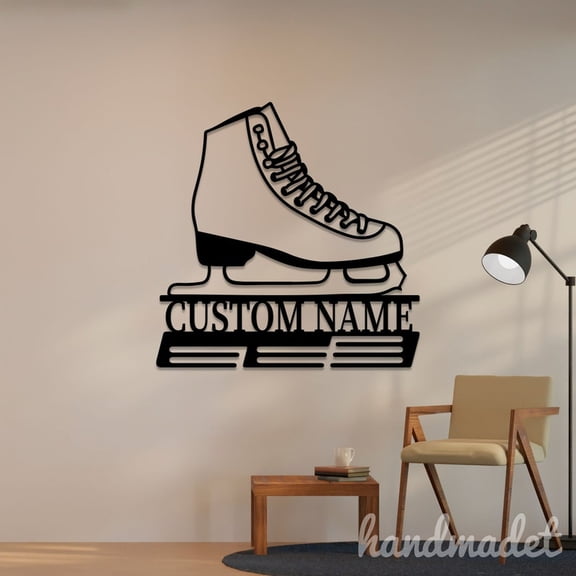 Handmadetneonsign Ice Skating Shoes Medal Hanger Metal Wall Art Light, Ice Skater Name Metal Sign Wall Decor, Sport Metal Decor 47221