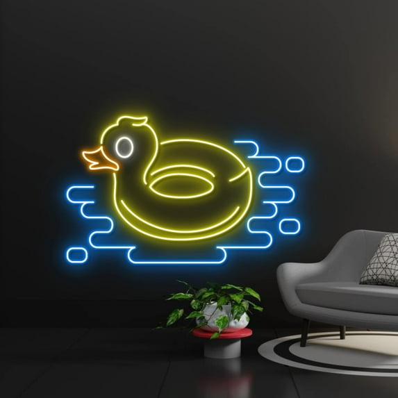 Handmadetneonsign Inflatable Duck Led Sign, Duck Neon Sign, Wall Decor, Summer Vacation Led Light