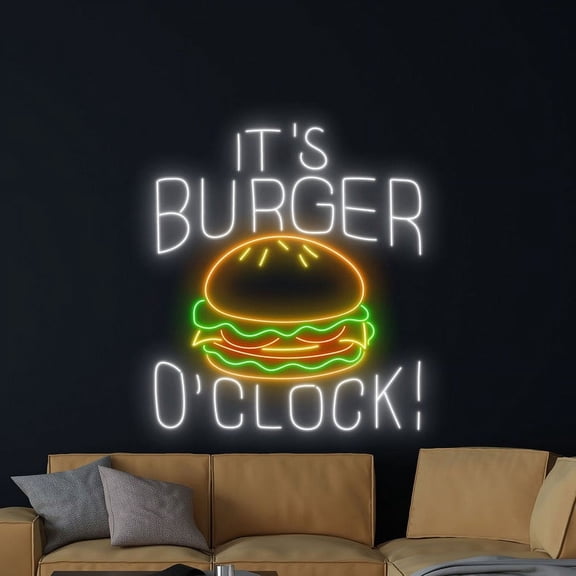 Handmadetneonsign It's Burger O'clock Neon Sign, Pizza Wall Art Decor, Italy Pizza Wall Decor