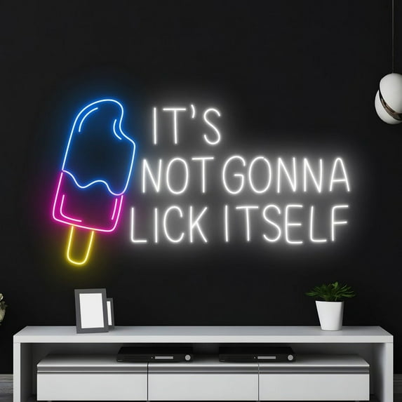Handmadetneonsign It's Not Gonna Lick Itself Neon Sign, Ice Cream Wall Art Decor, Ice Cream Store Wall Decor