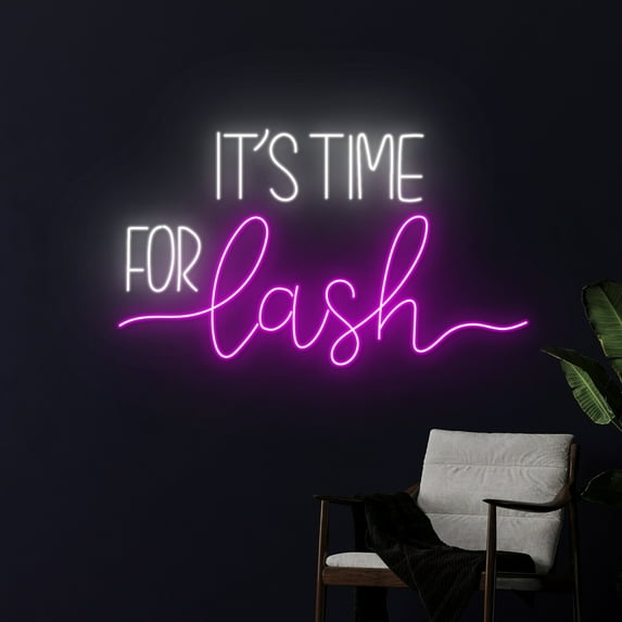 Handmadetneonsign It's Time For Lash Neon Sign, Lashes LED Light, Eyelashes Shop Neon Light