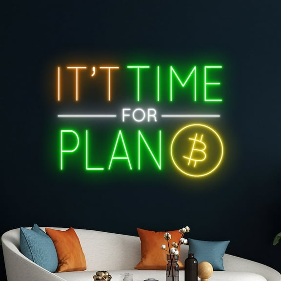 Handmadetneonsign It's Time For the Plan Neon Light, Money Dollar Neon Sign, Bitcoin Led Sign
