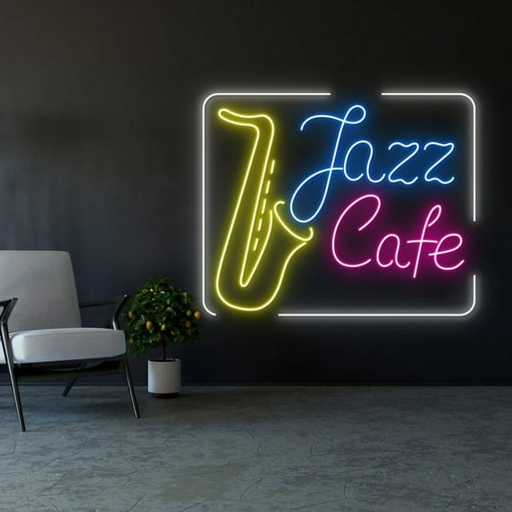 Handmadetneonsign Jazz Cafe Neon Signs, Night Club Bar Decor, Jazz Bar Decor, Music Decor, Custom Neon Jazz Club Sign, Music Cafe Light, Wall Décor