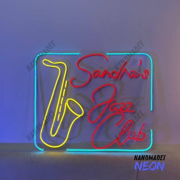 Handmadetneonsign Jazz Club Saxophone Neon Sign, Jazz Music Led Light, Music Bar Wall Art Decor 95825