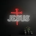 thumbnail image 1 of Handmadetneonsign Jesus Cross Neon Sign, Jesus Cross Led Sign, Jesus Cross Thanksgiving Neon Light, Happy New Year Wall Décor, 1 of 5