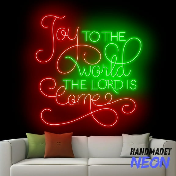 Handmadetneonsign Joy To The World The Lord Is Come Neon Sign, Christian Christmas Wall Decor, Jesus Birthday Led Sign 80929