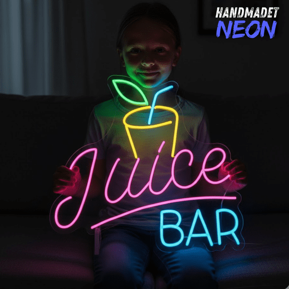 Handmadetneonsign Juice Bar Neon Sign, Fresh Juice Led Light, Fruit Juice Decor