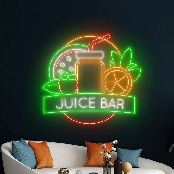 Handmadetneonsign Juice Bar Neon Sign, Juice LED Light, Juice Fresh Fruit Neon Light, Bar Led Sign