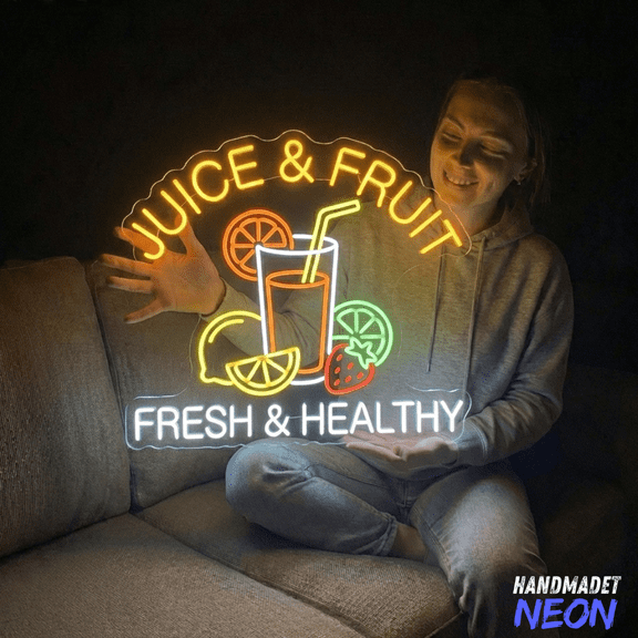 Handmadetneonsign Juice Fruit Neon Sign, Smoothie Shop Sign, Juice Bar Decor