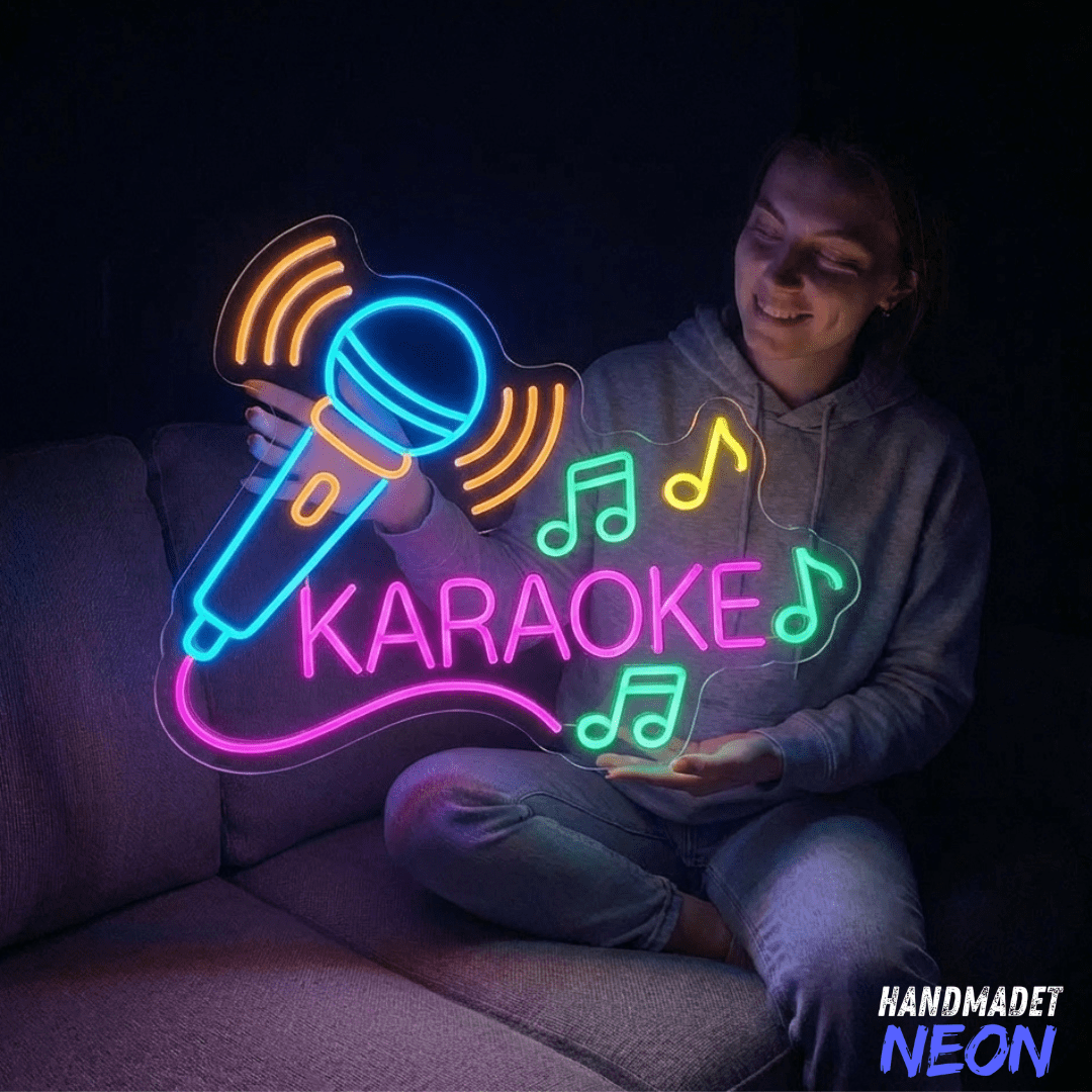 Handmadetneonsign Karaoke Neon Sign, Microphone Led Light, Live Music Wall Decor