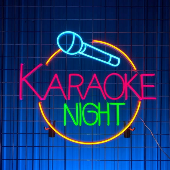 Handmadetneonsign Karaoke Night Neon Sign, Microphone Wall Art Decor, Music Studio Wall Decor