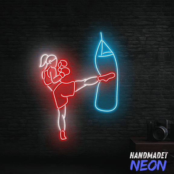 Handmadetneonsign Kickboxing Neon Sign For Workout Room Decor, Boxing Club Wall Sign
