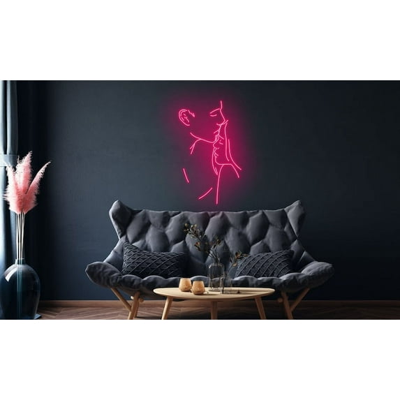 Handmadetneonsign Kissing Face Neon Sign Bedroom, Personalized Led Neon Light, Abstract Light Up Sign, Birthday Gift, Wall Décor