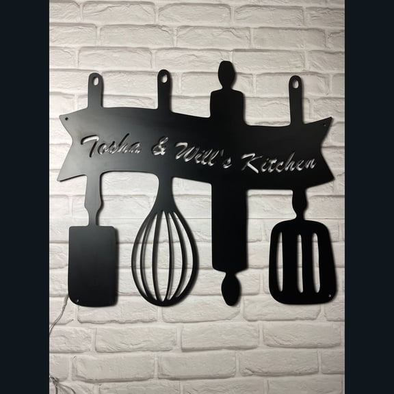 Handmadetneonsign Kitchen Metal Wall Art Light, Kitchen Utensils Metal Sign Wall Decor, Kitchen Metal Decor