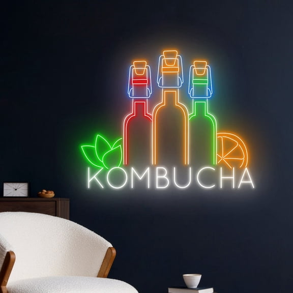 Handmadetneonsign Kombucha Neon Sign, Kombucha Cocktail Wall Art Decor, Bar Club Wall Decor