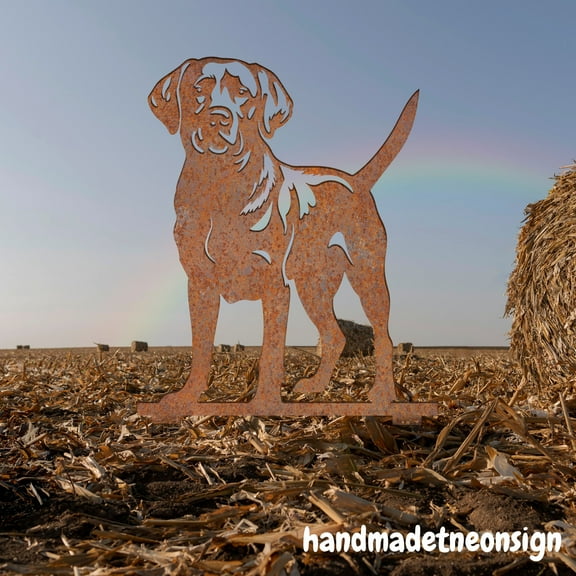 Handmadetneonsign Labrador Dog Rusty Metal Stake, Labrador Memorial Stake, Pet Grave Marker, Dog Stake 72387