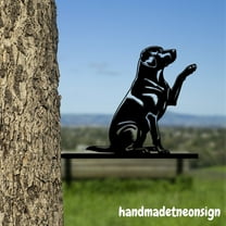 Handmadetneonsign Labrador On Branch Metal Tree Stake, Labrador Tree Stake, Garden Dog Tree Stake Art 70027