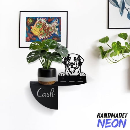 Handmadetneonsign Labrador Retriever Dog Metal Wall Shelf, Dog Home Plant Decor, Wall Pot Holder 96815