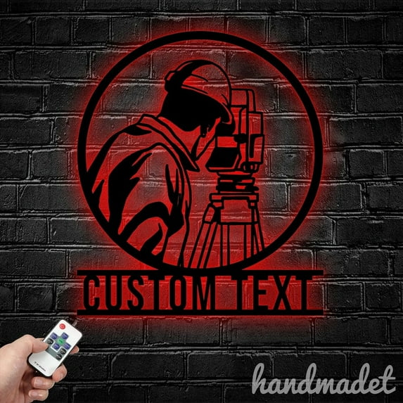 Handmadetneonsign Land Surveyor Metal Wall Art, Surveyor Metal Sign Wall Decor, Surveyor Metal Decor