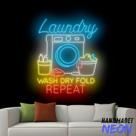 Handmadetneonsign Laundry Neon Sign, Laundry Machine Led Sign, Laundry Service Neon Light, Laundry Led Light For Laundry Room, Home Wall Decor 100628