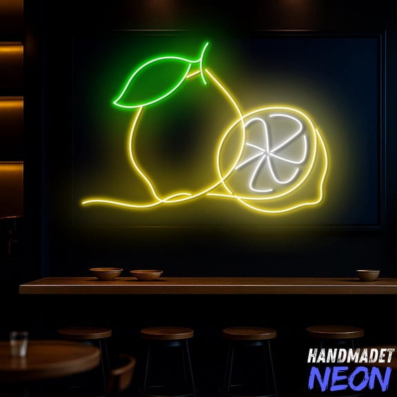 Handmadetneonsign Lemon Neon Sign, Fruit Led Sign, Juice Bar Wall Decor