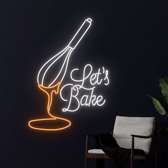 Handmadetneonsign Let's Bake Neon Sign, Baking LED Sign, Cake Food Neon Light, Bakery Led Light