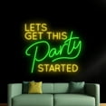 thumbnail image 1 of Handmadetneonsign Let's Get This Party Started Neon Sign, Party Wall Art Decor, Party Bar Pub Wall Decor, 1 of 5