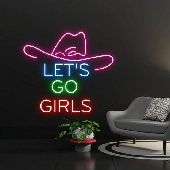 Handmadetneonsign Let's Go Girls Cowboy Hat Neon Sign, Let's Go Girls Led Sign, Cowgirl Hat Led Sign, Custom Neon Sign, Wall Décor