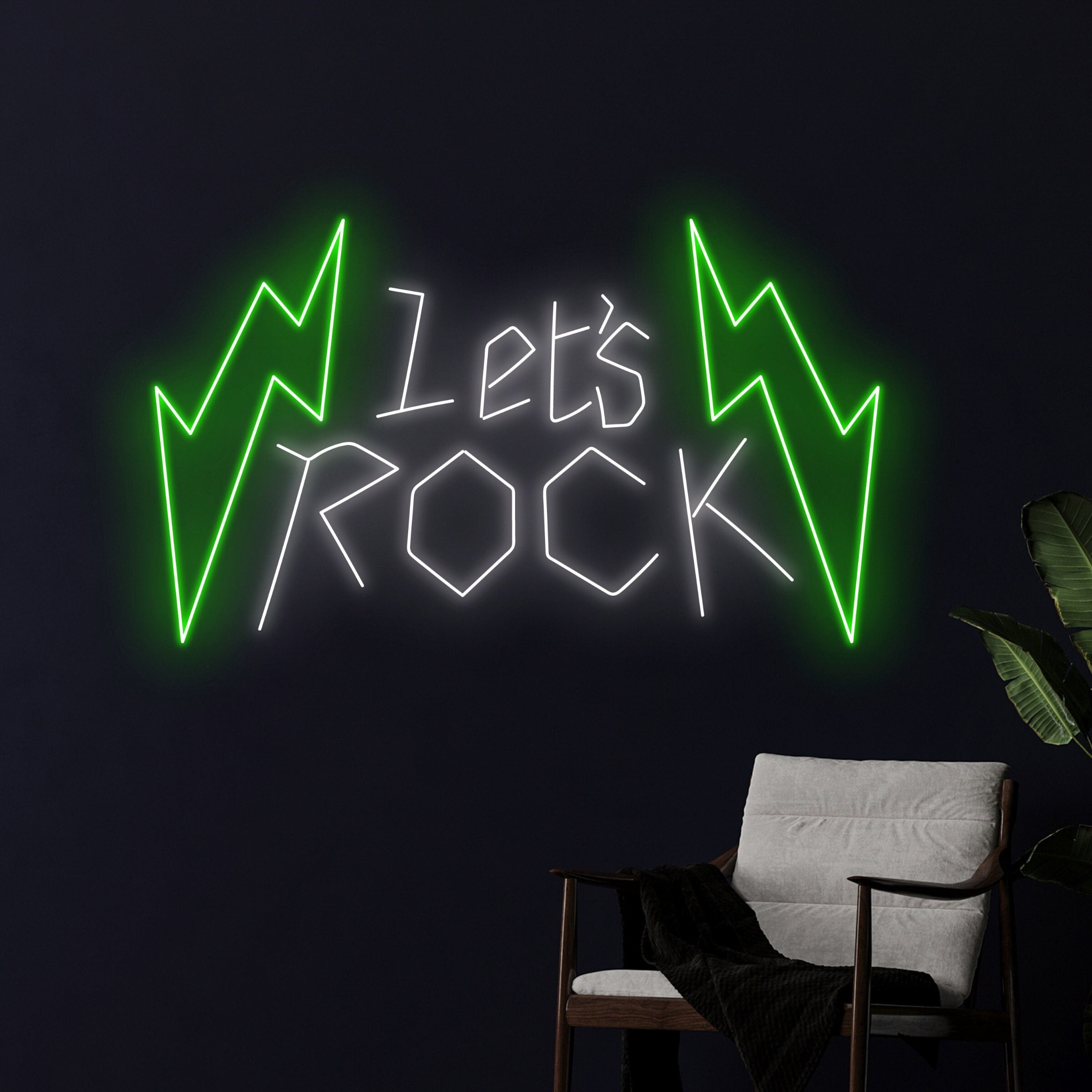 Handmadetneonsign Let's Rock Led Sign, Rock N Roll Neon Light, Rock ...