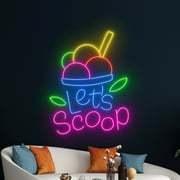 Handmadetneonsign Let's Scoop Ice Cream Wall Art, Ice Cream Wall Decor, Ice Cream Store Wall Decor