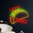 thumbnail image 1 of Handmadetneonsign Let's Taco Neon Sign, Mexican Tacos Wall Art Decor, Mexico Restaurant Wall Decor, 1 of 5