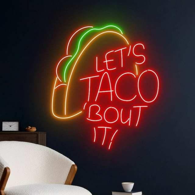 Handmadetneonsign Let's Tacos Bout It Neon Sign, Tacos Neon Light, Taco ...