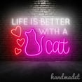 thumbnail image 1 of Handmadetneonsign Life Is Better With A Cat Neon Sign, Cat Neon Wall Art Decor, Pet Spa House Wall Decor 51692, 1 of 5