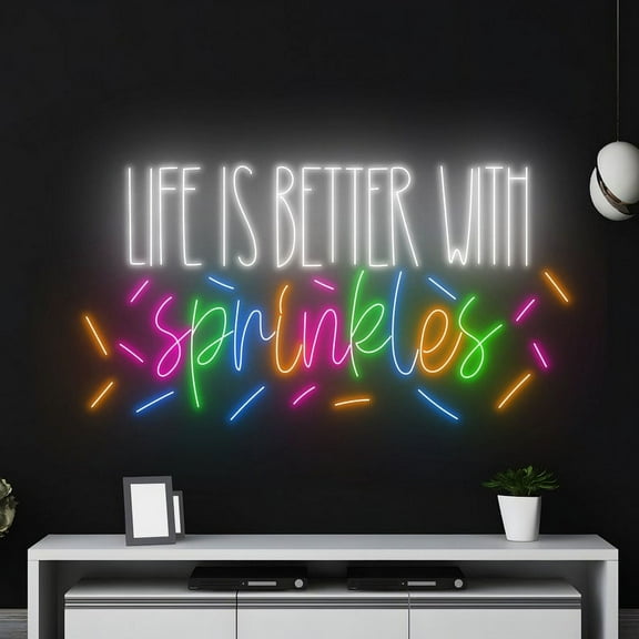 Handmadetneonsign Life Is Better With Sprinkles Neon Sign, Sprinkles Wall Art Decor, Sprinkles Wall Decor