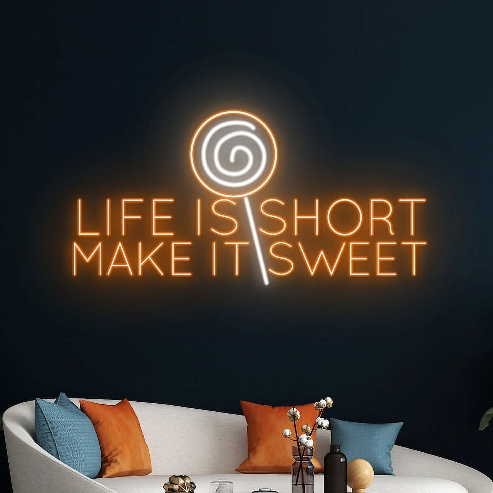 Handmadetneonsign Life Is Short Make It Sweet Neon Sign, Candy Led Sign