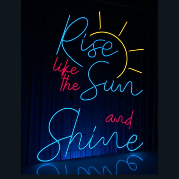 Handmadetneonsign Light Like The Sun And Shine Neon Sign, Motivation Quotes Wall Art Decor, Home Wall Decor