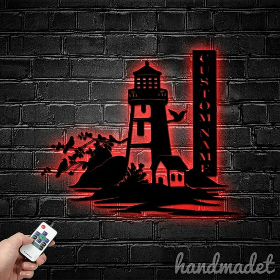 Handmadetneonsign Lighthouse Metal Wall Art Light, Lighthouse Metal Sign Wall Decor, House Metal Decor 59386